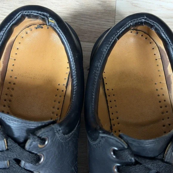 Vintage Dr Martens Shoes Mens 10 Black Leather Derby 8053 Made In England - Picture 4 of 12